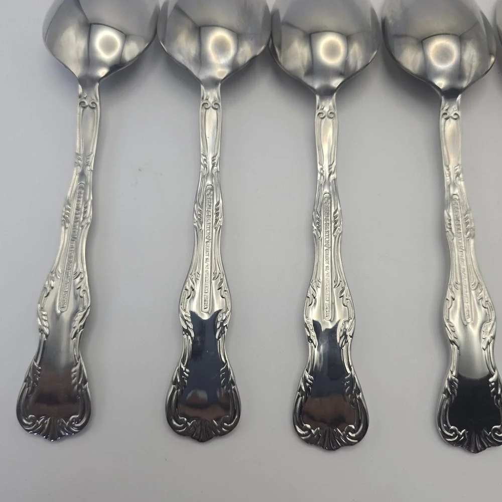 Reed & Barton Victoria Stainless Flatware 6 Oval Place Spoons 7‎ 1/4